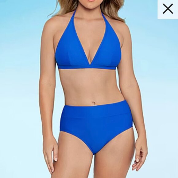 Liz Claiborne Other - NWT Liz Claiborne Bold Blue Texture‎ Bikini Top Size 8